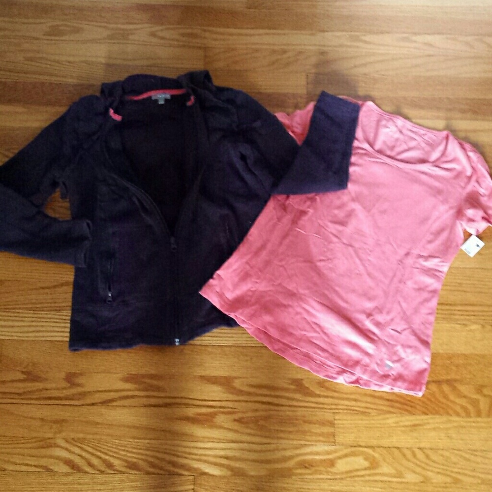 TALBOTS hoodie dark grape zip up pockets & top xs